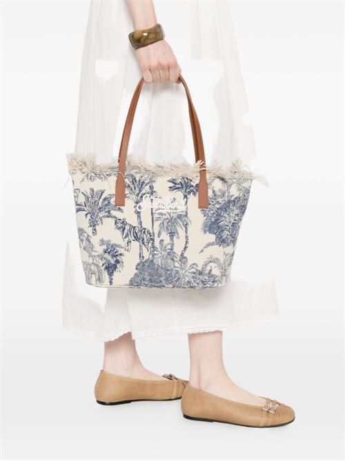 Borsa donna City Bag Fringe media con stampa palme MC2 SAINT BARTH | CITY bag m fringe01751L